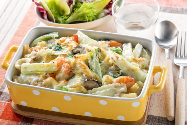 白菜としいたけのシーフードグラタン