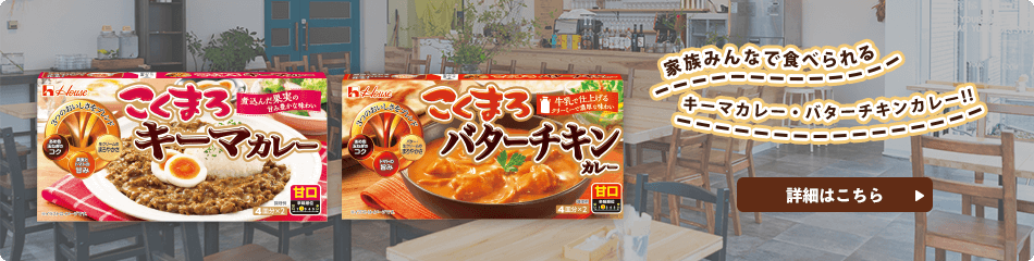 NEW こくまろキーマカレー こくまろバターチキンカレー 家族みんなで食べられる キーマカレー・バターチキンカレー!! 詳細はこちら